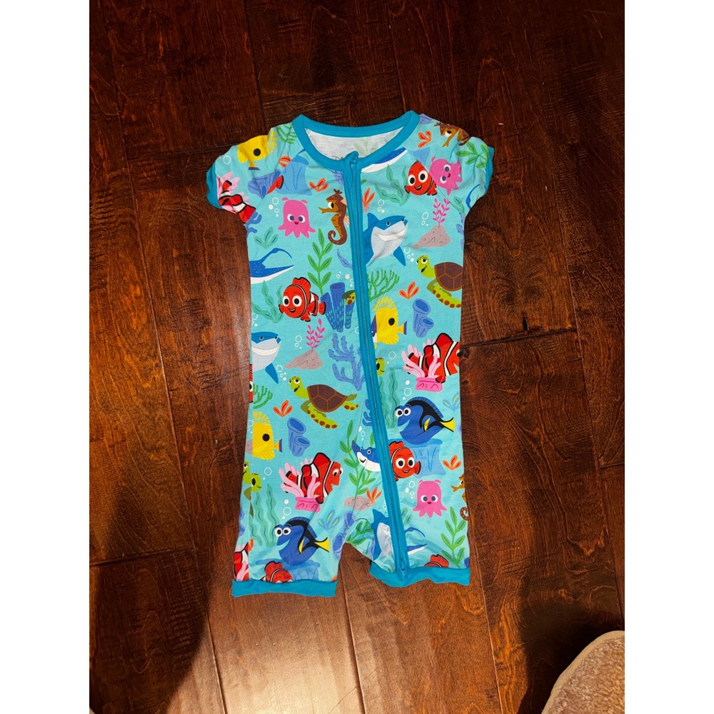 Little Sleepies Disney Finding Nemo Bamboo Shorty Romper 2T Blue Dory Squirt